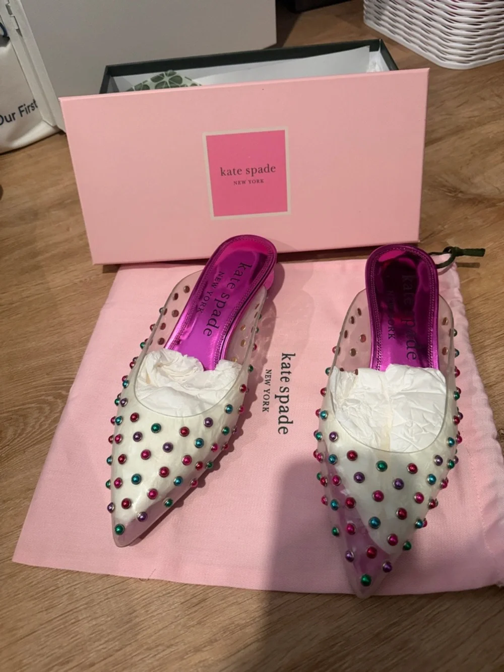 kate spade Pink Clear Mule with Multicolored Studs - Picture 7 of 7